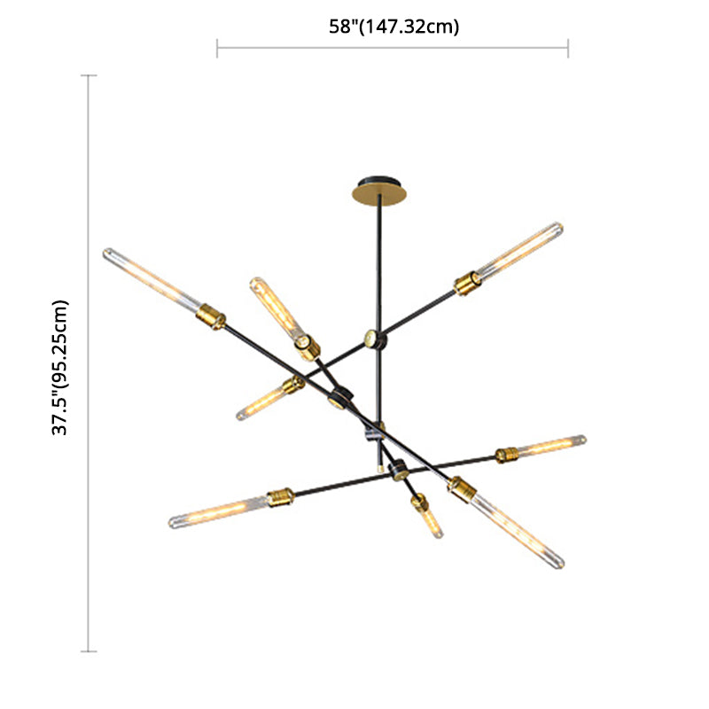 Black And Gold Spoke Chandelier Industrial Loft Metal Light - Rebooters