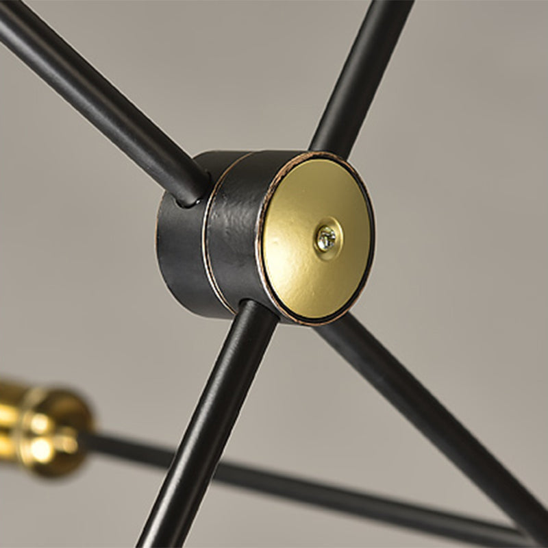 Black And Gold Spoke Chandelier Industrial Loft Metal Light - Rebooters