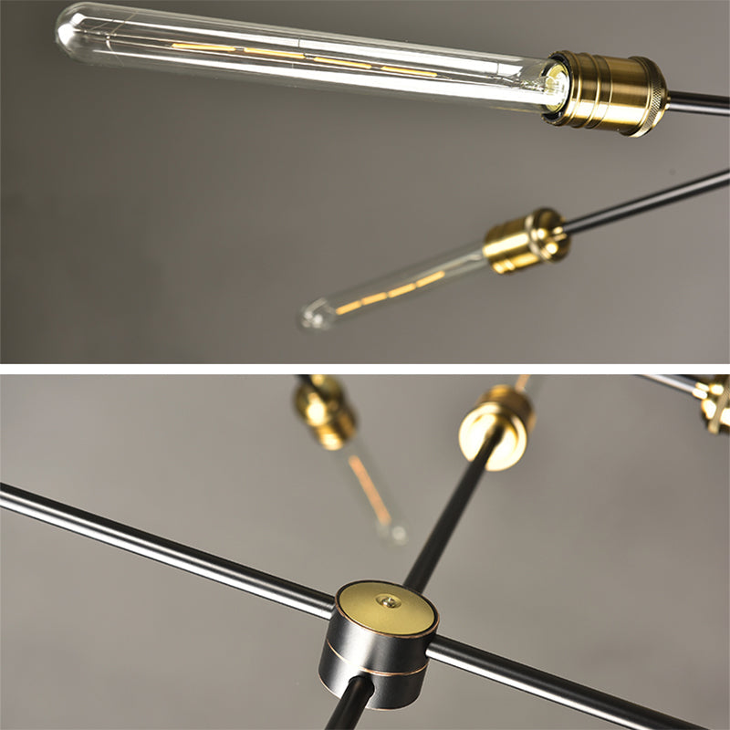 Black And Gold Spoke Chandelier Industrial Loft Metal Light - Rebooters
