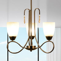 Bell Chandelier Lamp Hallway 3 Heads White Glass Ceiling Light - Rebooters