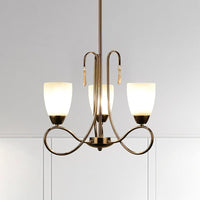 Bell Chandelier Lamp Hallway 3 Heads White Glass Ceiling Light - Rebooters