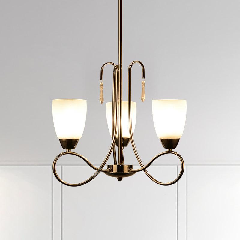 Bell Chandelier Lamp Hallway 3 Heads White Glass Ceiling Light - Rebooters