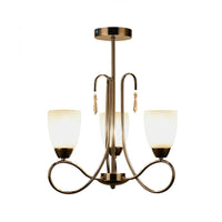 Bell Chandelier Lamp Hallway 3 Heads White Glass Ceiling Light - Rebooters