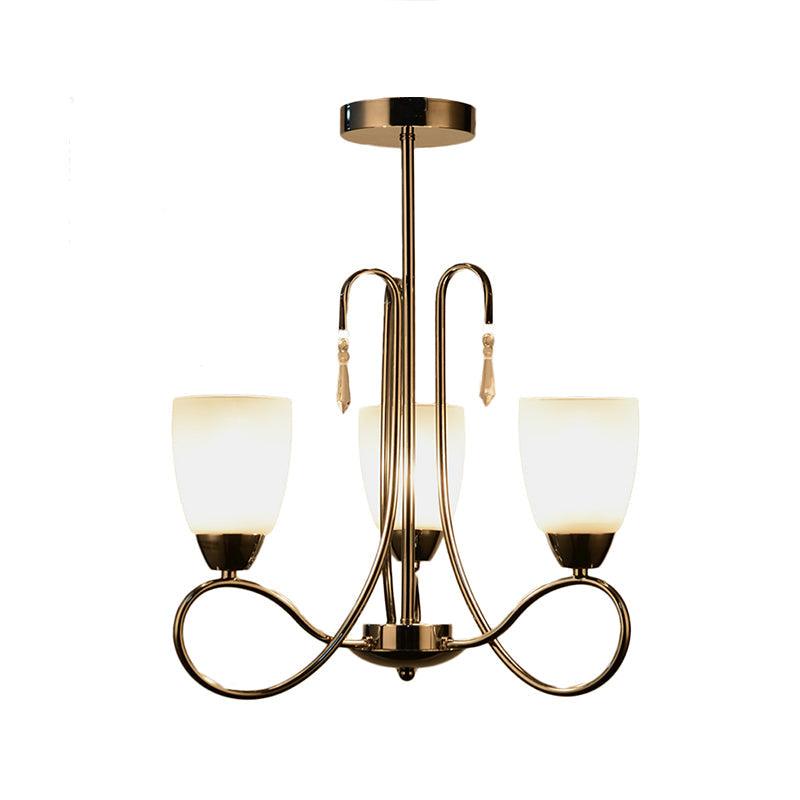 Bell Chandelier Lamp Hallway 3 Heads White Glass Ceiling Light - Rebooters