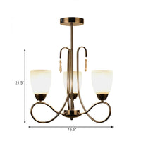 Bell Chandelier Lamp Hallway 3 Heads White Glass Ceiling Light - Rebooters