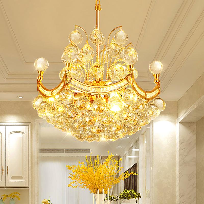Clear Crystal Ball Chandelier Lighting Vintage 4 Lights Ceiling Pendant Light Gold - Rebooters