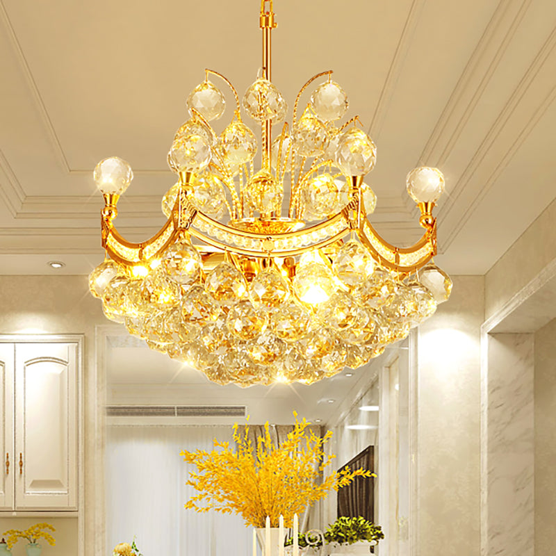 Clear Crystal Ball Chandelier Lighting Vintage 4 Lights Ceiling Pendant Light Gold - Rebooters