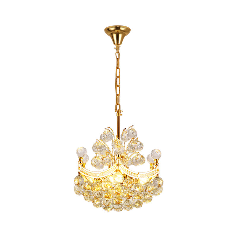 Clear Crystal Ball Chandelier Lighting Vintage 4 Lights Ceiling Pendant Light Gold - Rebooters