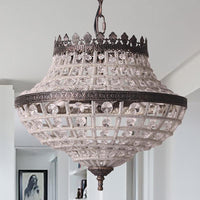 2 Lights Urn Hanging Ceiling Light Vintage Crystal Pendant Lamp - Rebooters