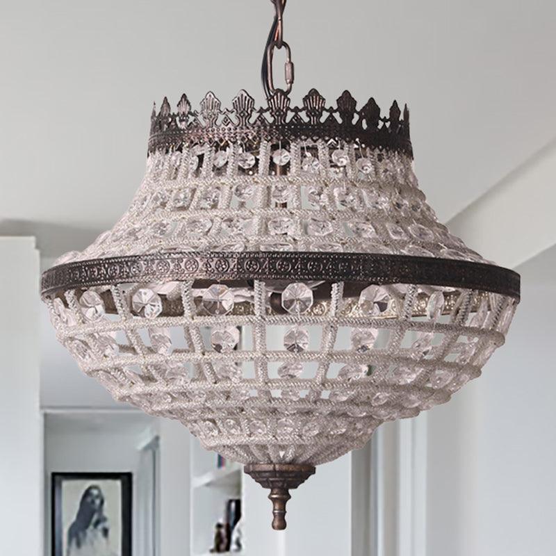 2 Lights Urn Hanging Ceiling Light Vintage Crystal Pendant Lamp - Rebooters