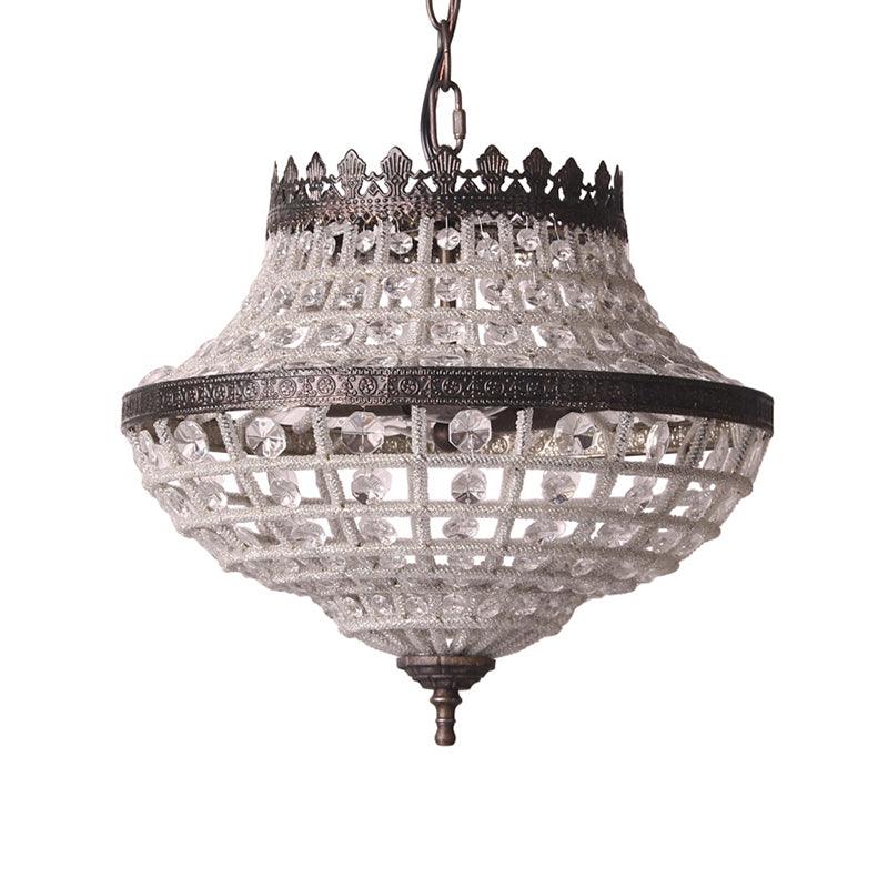 2 Lights Urn Hanging Ceiling Light Vintage Crystal Pendant Lamp - Rebooters