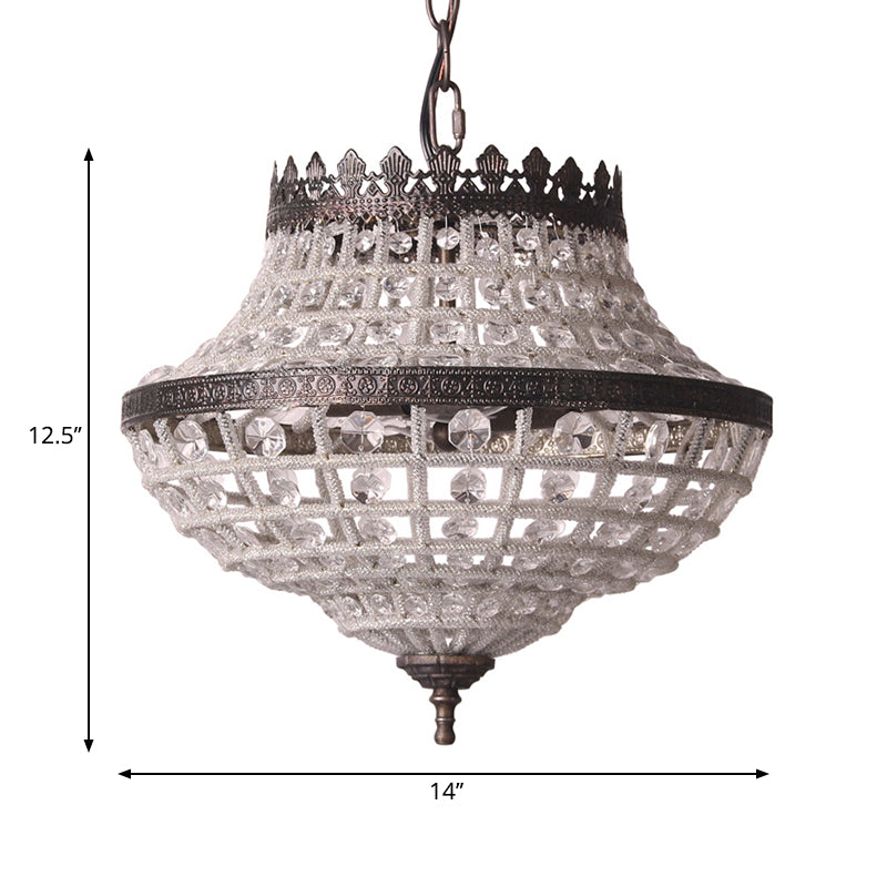 2 Lights Urn Hanging Ceiling Light Vintage Crystal Pendant Lamp - Rebooters