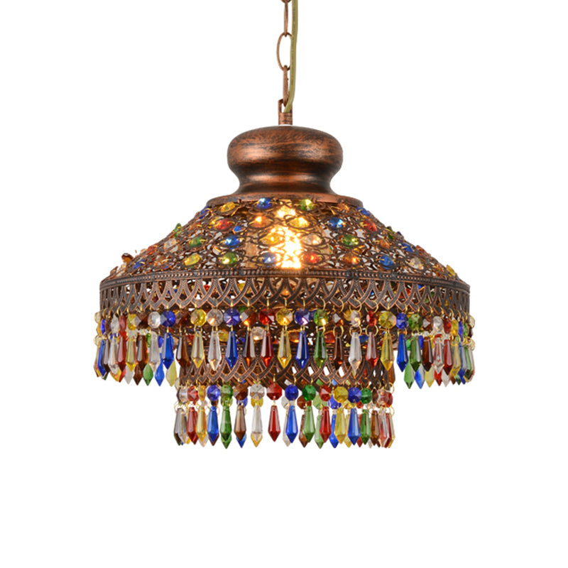 Bohemia Domed Pendant Light Fixture Crystal 1/3 Lights Copper - Rebooters