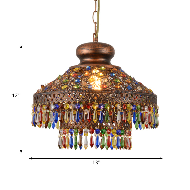 Bohemia Domed Pendant Light Fixture Crystal 1/3 Lights Copper - Rebooters