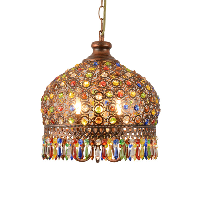 Bohemia Domed Pendant Light Fixture Crystal 1/3 Lights Copper - Rebooters