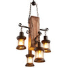 Cuboid Restaurant Chandelier Light Fixture Coastal Wood Beige Ceiling Hanging Light - Rebooters
