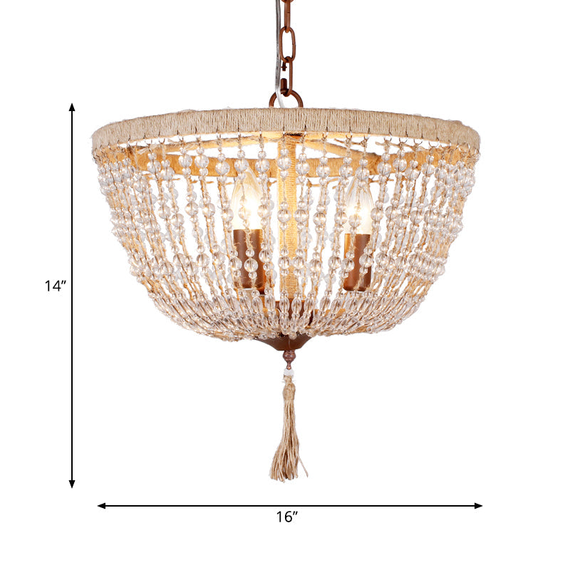 Lodge Style Bowl Chandelier Lamp Clear Crystal Bead Light - Rebooters