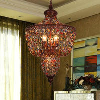 4 Lights Crystal Gem Pendant Light Weathered Copper Shade - Rebooters