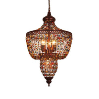 4 Lights Crystal Gem Pendant Light Weathered Copper Shade - Rebooters