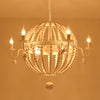 Cottage Sphere Beaded Chandelier 9-Light White Wood Fixture - Rebooters