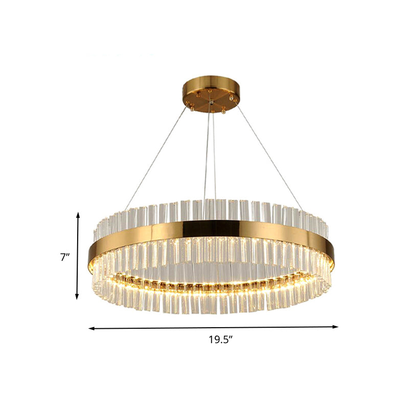 Circular Chandelier Light Postmodern Crystal Rod Gold LED Hanging Ceiling Light - Rebooters
