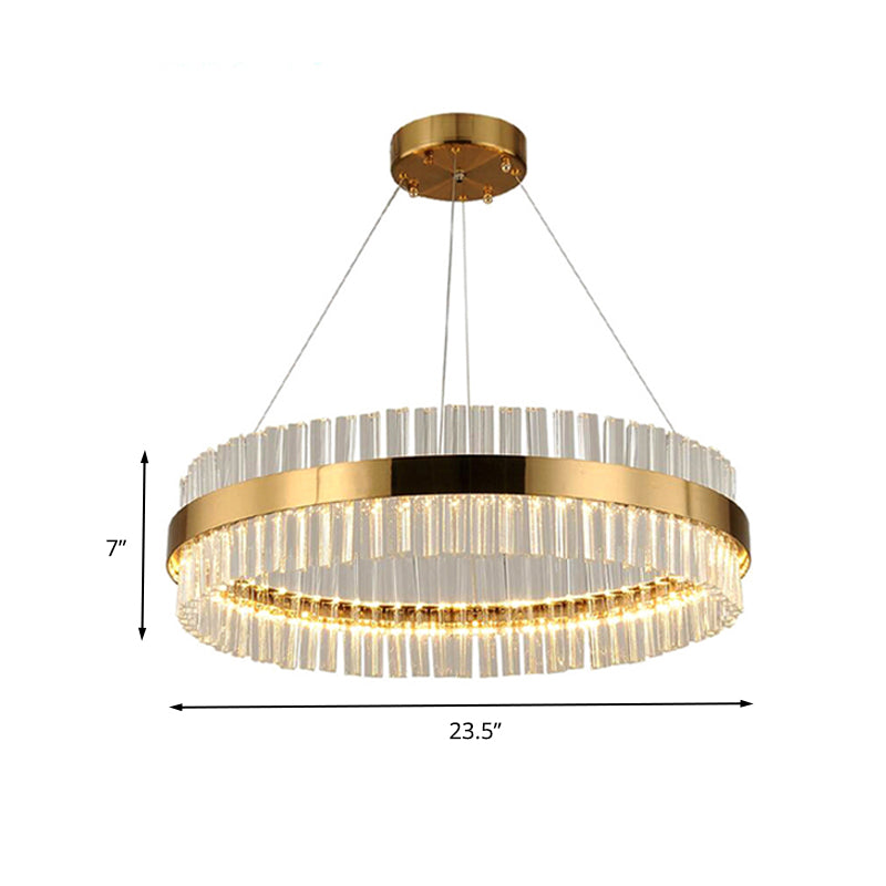 Circular Chandelier Light Postmodern Crystal Rod Gold LED Hanging Ceiling Light - Rebooters