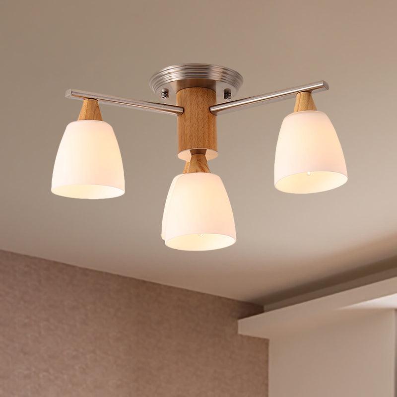 4 Lights Tapered Semi Flush Light Modern White Glass Mount - Rebooters