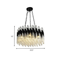 8 Lights Living Hanging Lamp Kit Modern Black Chandelier - Rebooters