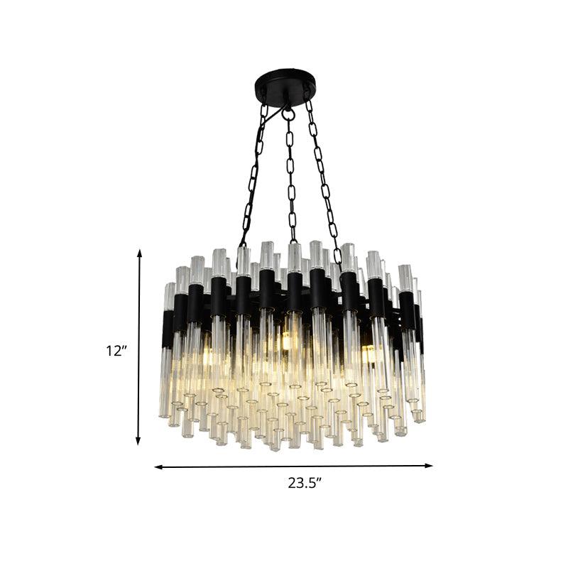 8 Lights Living Hanging Lamp Kit Modern Black Chandelier - Rebooters