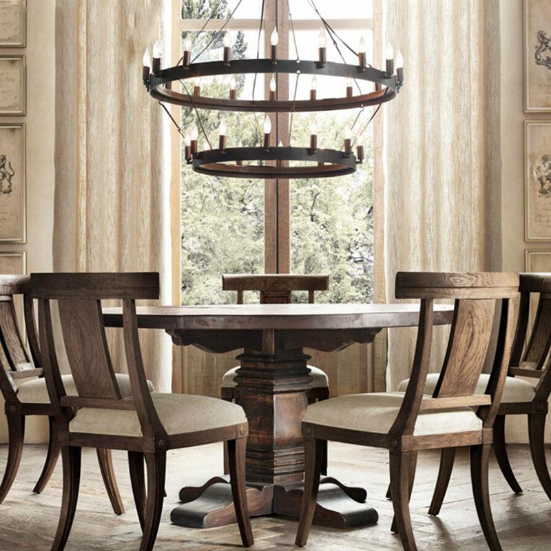 30 Lights Candle Style Hanging Lamp Kit Black Metal Chandelier - Rebooters