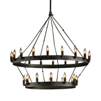 30 Lights Candle Style Hanging Lamp Kit Black Metal Chandelier - Rebooters