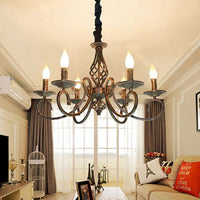 6 Lights Swirled Arm Chandelier Lamp Vintage Bronze Fixture - Rebooters