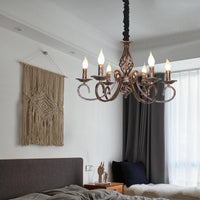 6 Lights Swirled Arm Chandelier Lamp Vintage Bronze Fixture - Rebooters