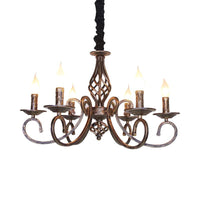 6 Lights Swirled Arm Chandelier Lamp Vintage Bronze Fixture - Rebooters