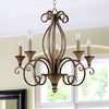 Metal Wood Pendant Lighting Swirled Arm 5 Lights Lamp - Rebooters