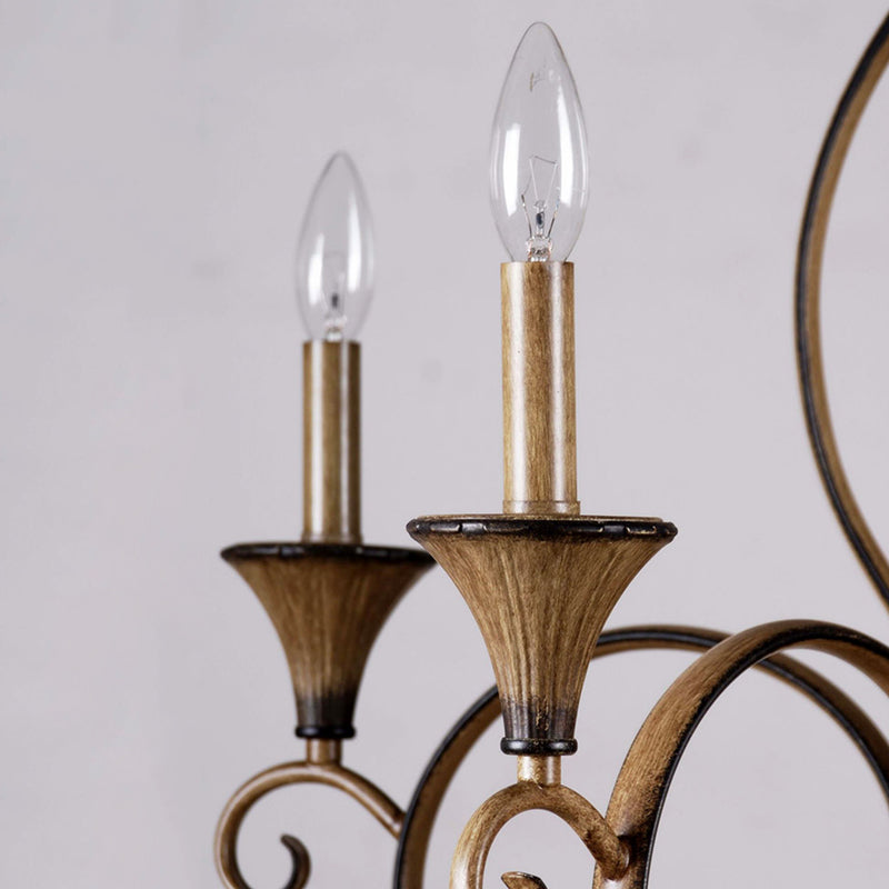 Metal Wood Pendant Lighting Swirled Arm 5 Lights Lamp - Rebooters