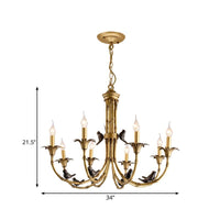 3/6/8 Lights Candelabra Ceiling Chandelier Rustic Brass Pendant - Rebooters