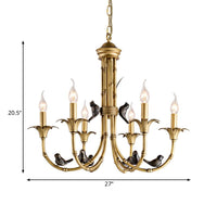 3/6/8 Lights Candelabra Ceiling Chandelier Rustic Brass Pendant - Rebooters