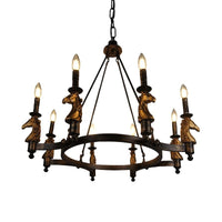 8 Lights Living Room Hanging Lighting Country Style Black Chandelier - Rebooters
