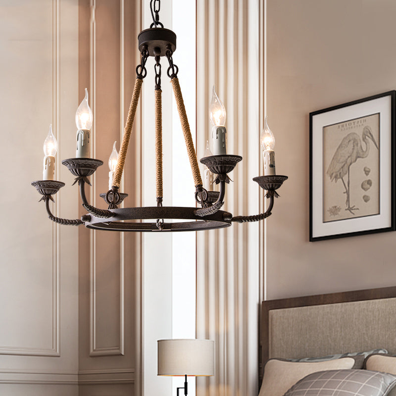 6/8/12 Lights Wagon Wheel Chandelier Classic Rust Pendant Light - Rebooters