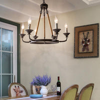 6/8/12 Lights Wagon Wheel Chandelier Classic Rust Pendant Light - Rebooters