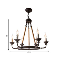 6/8/12 Lights Wagon Wheel Chandelier Classic Rust Pendant Light - Rebooters