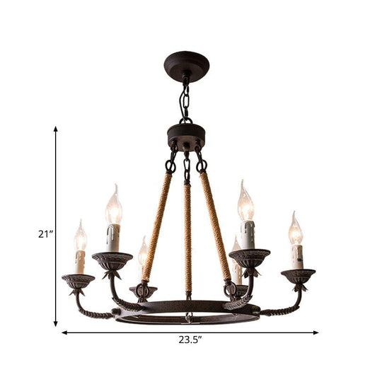 6/8/12 Lights Wagon Wheel Chandelier Classic Rust Pendant Light - Rebooters