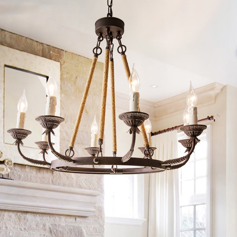 6/8/12 Lights Wagon Wheel Chandelier Classic Rust Pendant Light - Rebooters