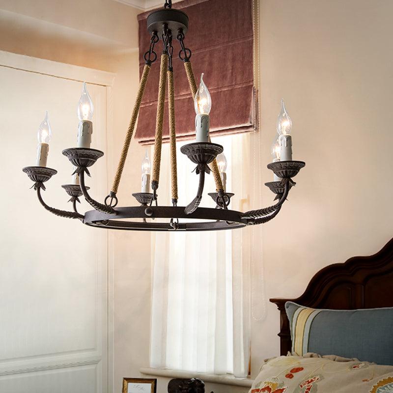 6/8/12 Lights Wagon Wheel Chandelier Classic Rust Pendant Light - Rebooters