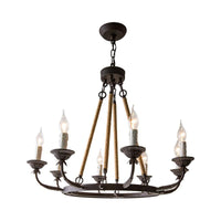 6/8/12 Lights Wagon Wheel Chandelier Classic Rust Pendant Light - Rebooters