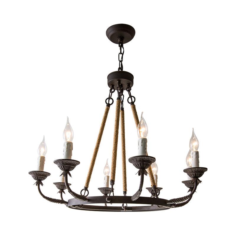 6/8/12 Lights Wagon Wheel Chandelier Classic Rust Pendant Light - Rebooters