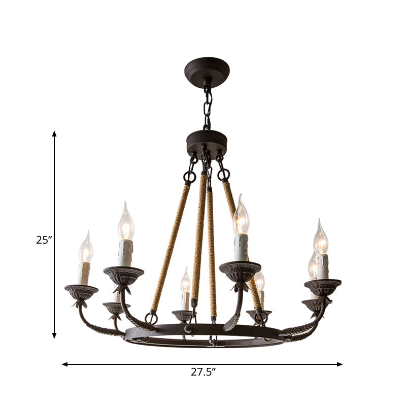 6/8/12 Lights Wagon Wheel Chandelier Classic Rust Pendant Light - Rebooters
