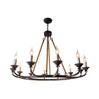6/8/12 Lights Wagon Wheel Chandelier Classic Rust Pendant Light - Rebooters