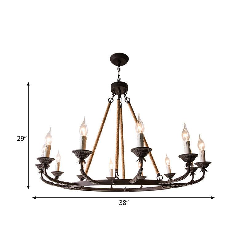 6/8/12 Lights Wagon Wheel Chandelier Classic Rust Pendant Light - Rebooters